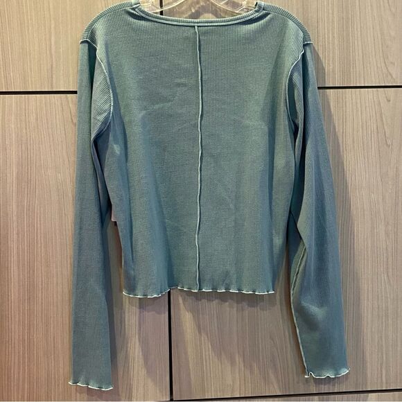 Arizona Mint Green Aqua Long Sleeve Cropped NEW 90s Y2K T-shirt Top XXL - Picture 6 of 8